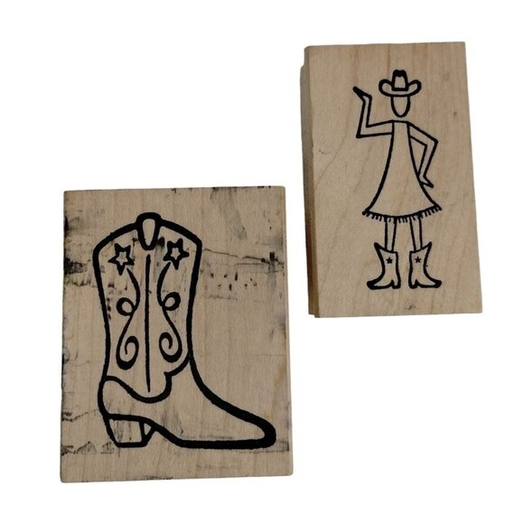 Deadbeat Designs Cowgirl and Western Boots 3 Inch Rubber Stamp set - Picture 1 of 3